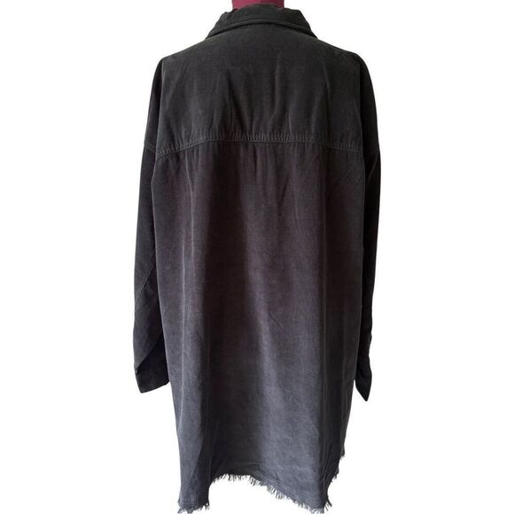 NWOT Aerie Offline Corduroy Quarter Zip Shacket size XL Black - Picture 3 of 11